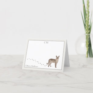 Tonkinese Cat Grey Border Monogram Name Note Card