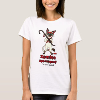 Tonkinese cat with crowbar zombie slayer T-Shirt