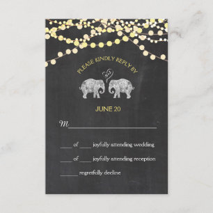 TONS OF LOVE/Elephant Chalkboard Lights RSVP Card