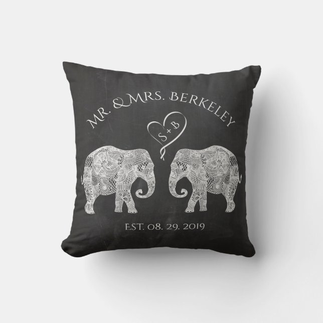 TONS OF LOVE | Elephant Couple Custom Wedding Gift Cushion (Front)