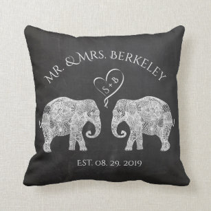TONS OF LOVE   Elephant Couple Custom Wedding Gift Cushion