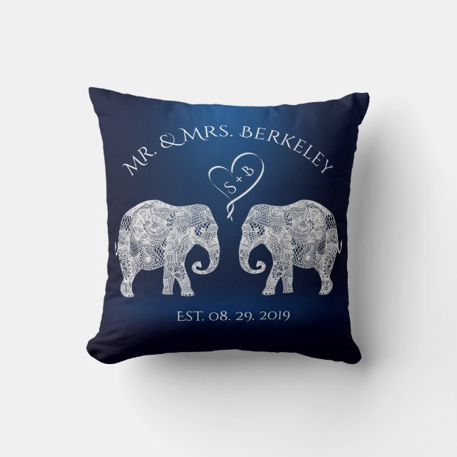 TONS OF LOVE | Elephant Couple Custom Wedding Gift Cushion (Front)