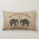 TONS OF LOVE | Elephant Couple Custom Wedding Gift Lumbar Cushion<br><div class="desc">TONS OF LOVE | Elephant Couple Custom / Personalised Wedding Throw Pillow. You can customise it to delete the faux burlap background image to add a colour that suits your taste more. Here's how: Click on the customise it button> Click on Background Colour A menu of colours will come up,...</div>