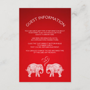 TONS OF LOVE/Elephant Couple Wedding Insert Card