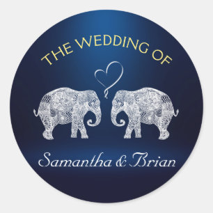 TONS OF LOVE Elephant Night Light Wedding Custom Classic Round Sticker