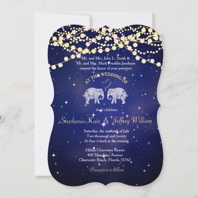 TONS OF LOVE/Elephant Night Lights Wedding Invites (Front)