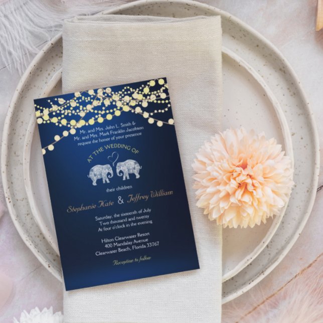 TONS OF LOVE/Elephant Night Lights Wedding Invites (Creator Uploaded)