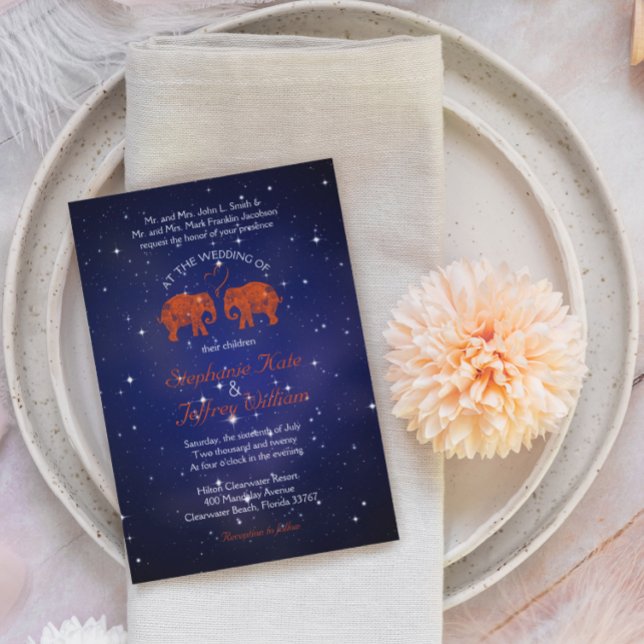 TONS OF LOVE/Elephant Orange Blue Wedding Invites (Creator Uploaded)