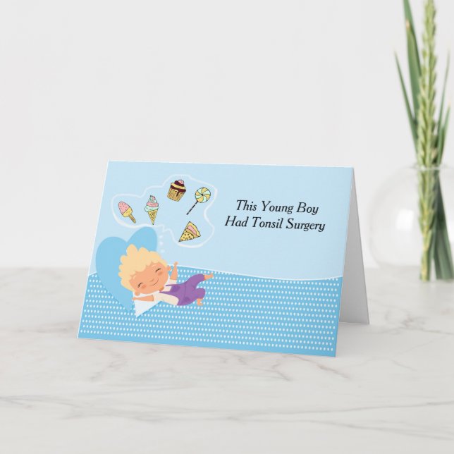 Tonsil Surgery Young Boy Card (Front)