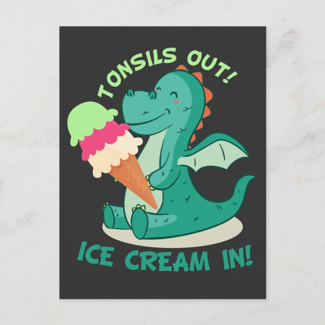 Tonsillectomy Surgery Tonsils out Ice Cream in Postcard (Front)