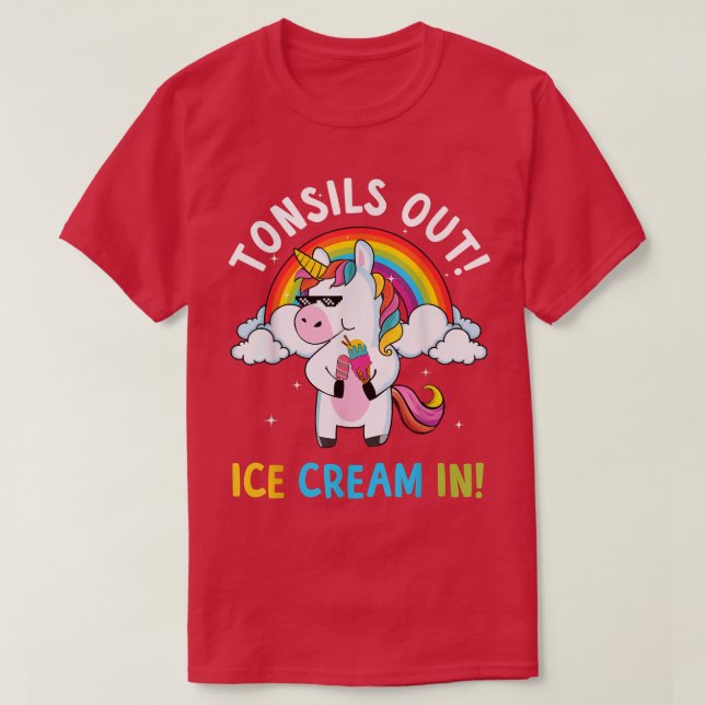Tonsillectomy Surgery Tonsils Out Ice Cream In  T-Shirt (Design Front)