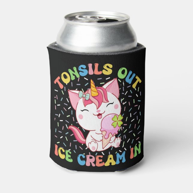 Tonsils Out, Ice Cream In | Unicorn Cat Can Cooler (Can Back)