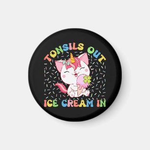 Tonsils Out, Ice Cream In   Unicorn Cat Magnet