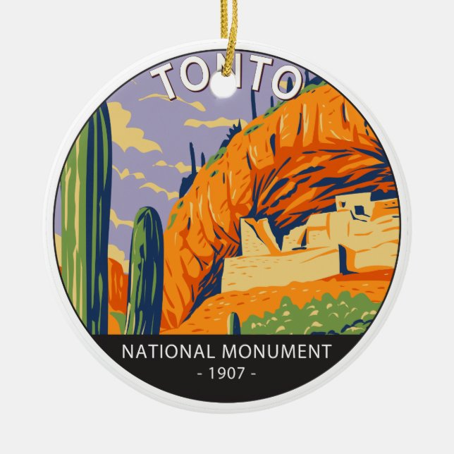 Tonto National Monument Arizona Vintage   Ceramic Tree Decoration (Front)