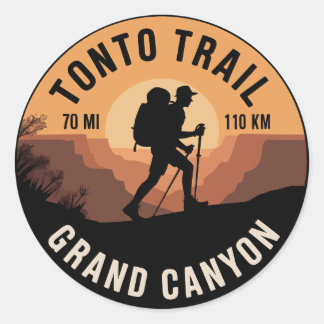Tonto Trail Grand Canyon Hiking Classic Round Sticker