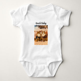 Tony and Teddy Beach Cat Baby Bodysuit