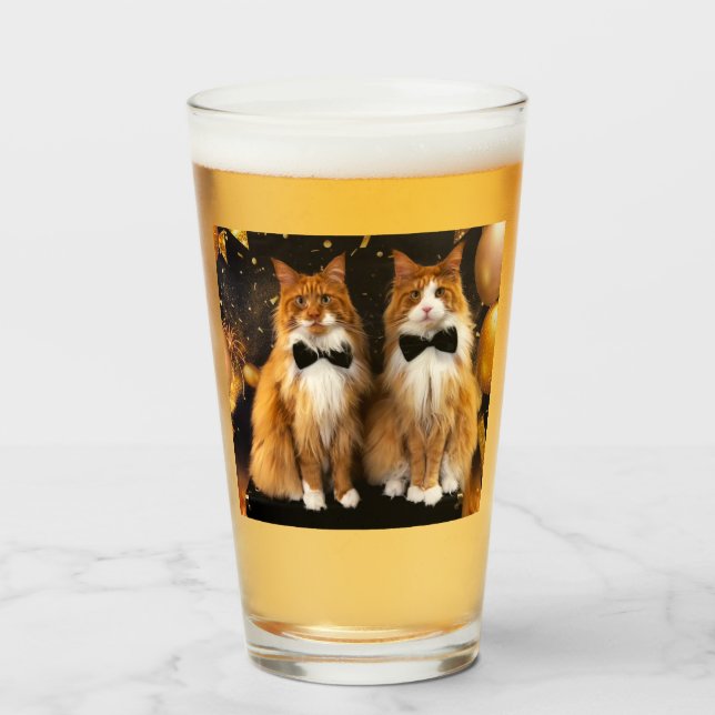 Tony and Teddy Cat Glass (Front Filled)
