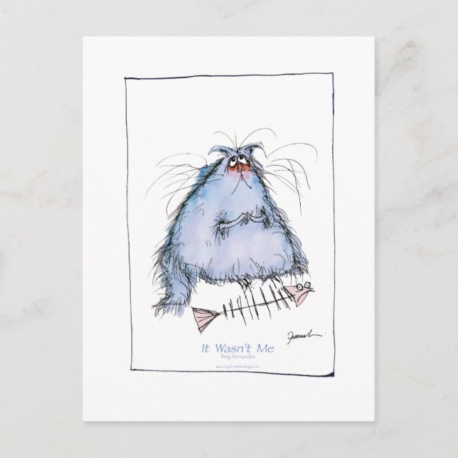 tony fernandes's 'it wasn't me' cat cartoon postcard (Front)