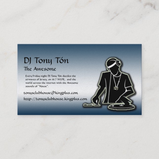 Tony's Clubhouse Business Card (Front)