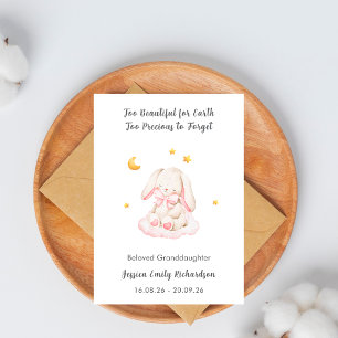 Too Beautiful For Earth Baby Loss Girl Rabbit  Card