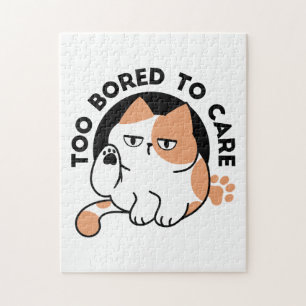 Too Bored to Care – Funny Grumpy Cat Quote Jigsaw Puzzle