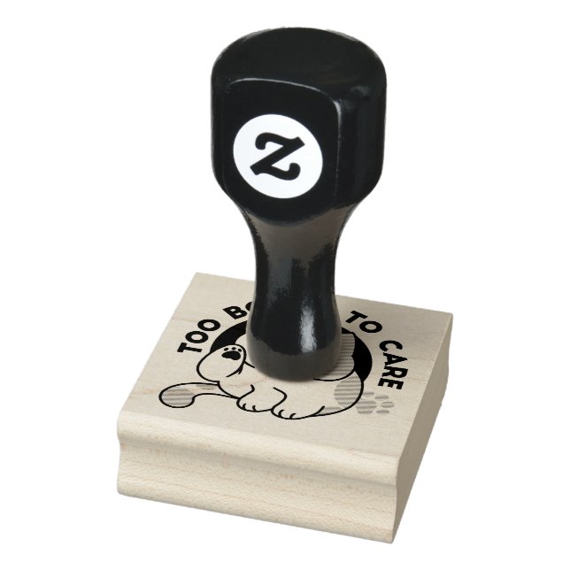 Too Bored to Care – Funny Grumpy Cat Quote Rubber Stamp (Stamp)