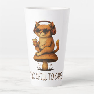 Too Chill to Care – Lo-Fi Cat on Mushroom  Latte Mug