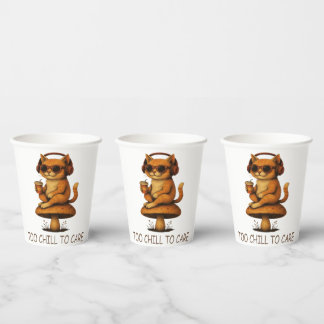 Too Chill to Care – Lo-Fi Cat on Mushroom  Paper Cups