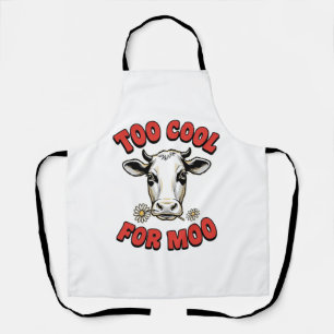 Too Cool For Moo Funny Cow Vintage Shirt Design_1 Apron