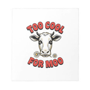 Too Cool For Moo Funny Cow Vintage Shirt Design_1 Notepad
