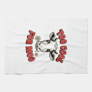 Too Cool For Moo Funny Cow Vintage Shirt Design_1 Tea Towel