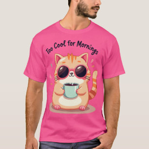 Too Cool for Mornings - Funny Cat with Sunglasses T-Shirt