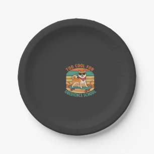Too Cool for Obedience School Dog Skateboard Paper Plate