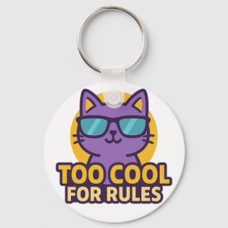 Too Cool for Rules Cartoon Animal Button Key Ring