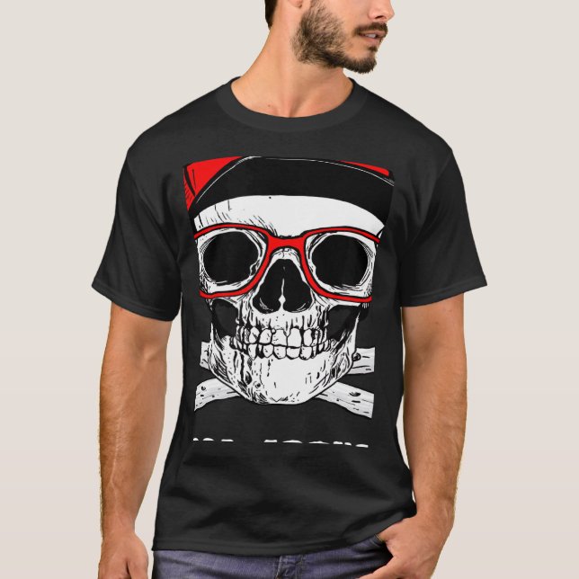 Too Cool For School Back To School Skeleton Skull  T-Shirt (Front)