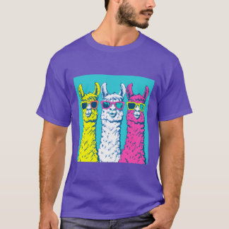 Too cool for school Llama retro screen print T-Shirt