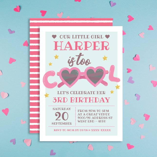 Too Cool Girls Birthday Party Invitation (Creator Uploaded)