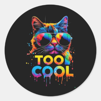 Too Cool Rainbow Cat – Cool Cat with Sunglasses Classic Round Sticker