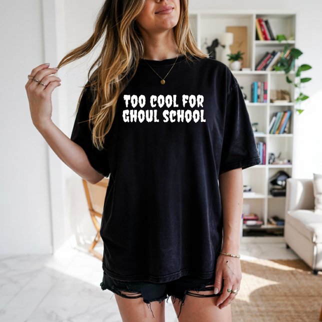 Too cool school halloween teacher white typography T-Shirt (Creator Uploaded)