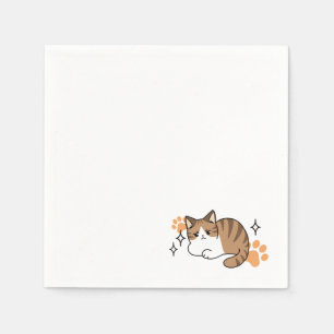 Too Cool to Care, Too Lazy to Move – Relaxing Cat  Napkin