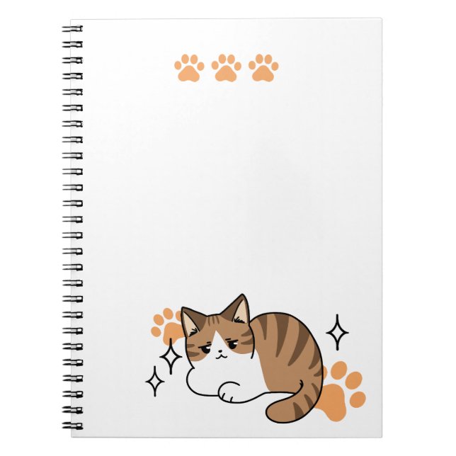 Too Cool to Care, Too Lazy to Move – Relaxing Cat  Notebook (Front)