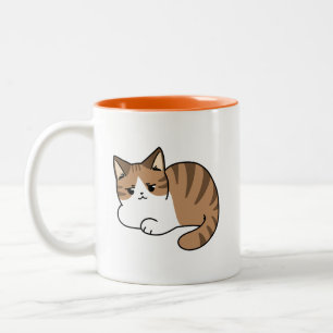 Too Cool to Care, Too Lazy to Move – Relaxing Cat Two-Tone Coffee Mug