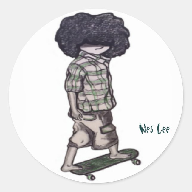Too Cool to Skateboard Classic Round Sticker (Front)