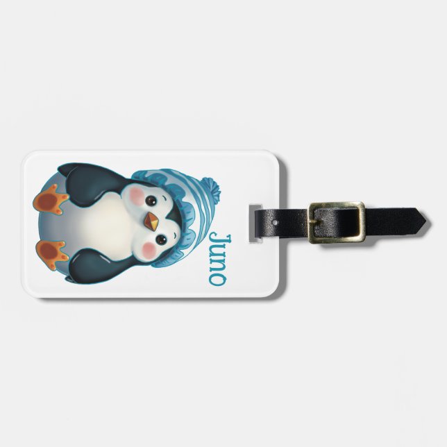 Too Cool to Waddle Luggage Tag (Front Horizontal)