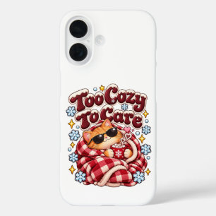 Too Cosy To Care Funny Christmas Cat iPhone 16 Case