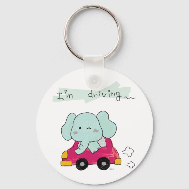 too cute blue elephant key ring (Front)