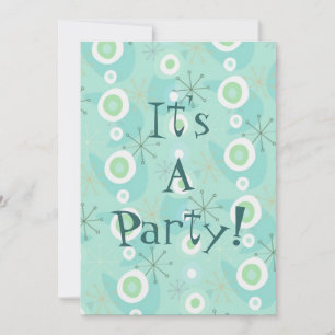 Too Cute Blue/Green Retro Pattern Invitations