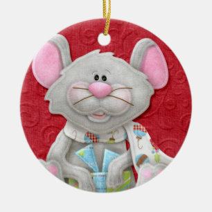 Too Cute Christmas Mouse Holiday Ornament