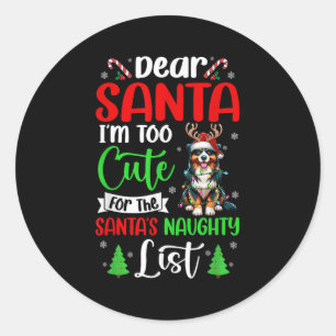 Too Cute For Santa's Naughty List Xmas Australian Classic Round Sticker