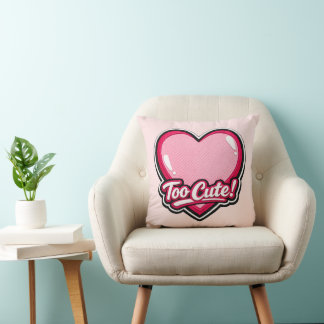 💗✨ “Too Cute!” Heart Pillow 🛋️🎀